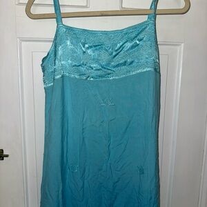 Vintage 2000s Silky Blue Maxi Dress with Thin Straps